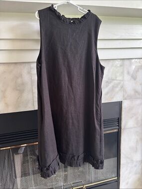 Very J Black Sleeveless Ruffle-Trim Shift Dress
